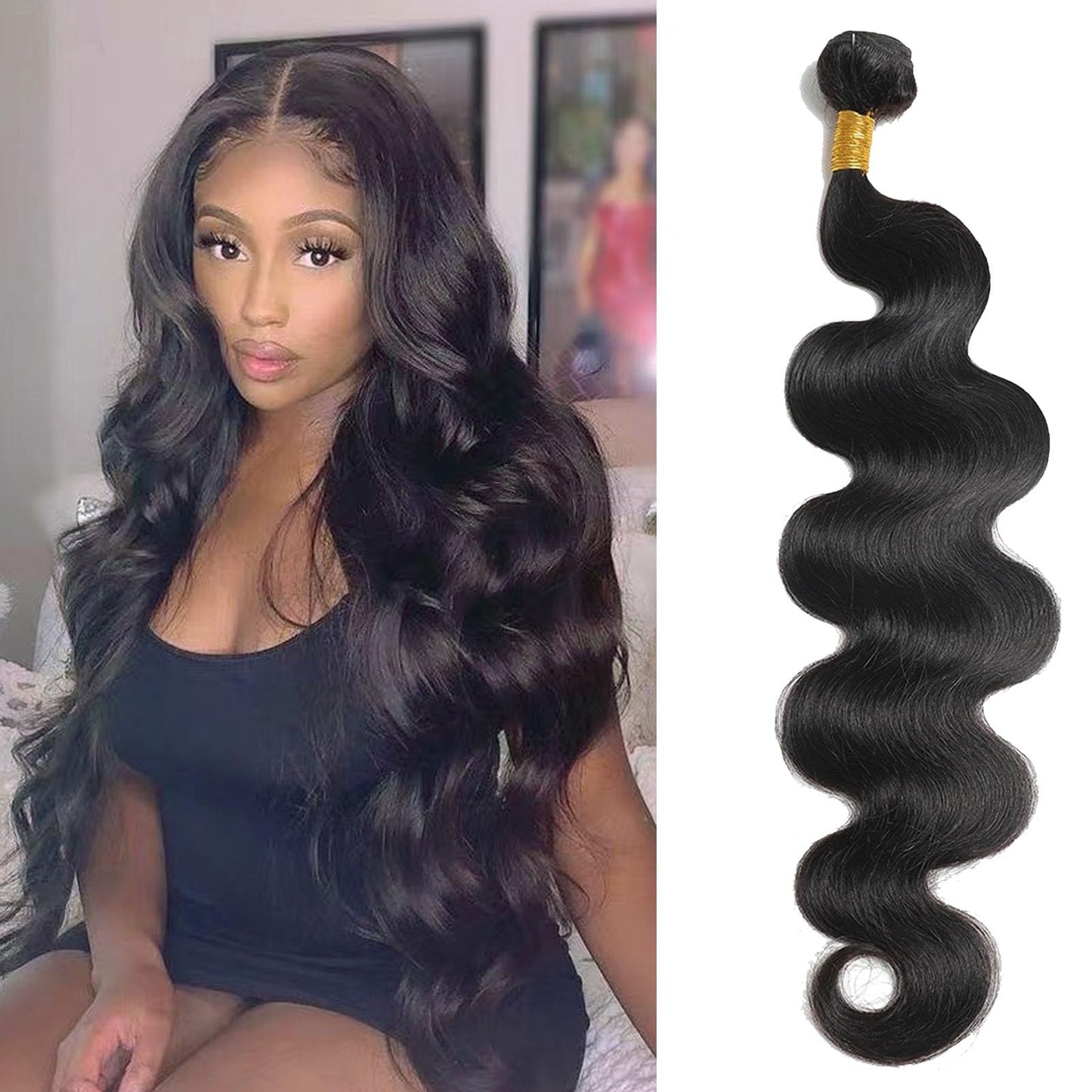 12A Human Hair Bundles 20 22 24 26 Inch Body Wave Bundles Human Hair 100% Unprocessed Brazilian Virgin Hair 4 Bundles Deals Human Hair Extensions Quick Weave Bundles Human Hair Natural Black