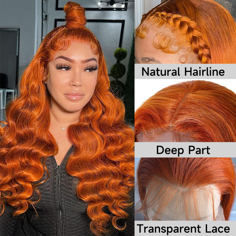 Highlight Ombre Lace Front Wigs Human Hair Pre Plucked with Baby Hair 13x4 Body Wave Frontal Wigs Human Hair 180% Density 4/27 Colored Honey Blonde Lace Front Wig for Women 22 Inch