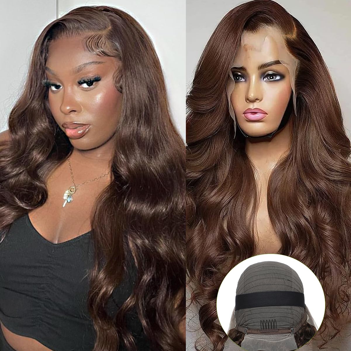 P4/350 Body Wave Lace Front Wigs Human Hair Brown Ginger Colored Wigs 13x4 HD Lace Frontal Highlight Ombre Wig Human Hair 180% Density P4/350 Colored Wigs Human Hair for Black Women 22Inch