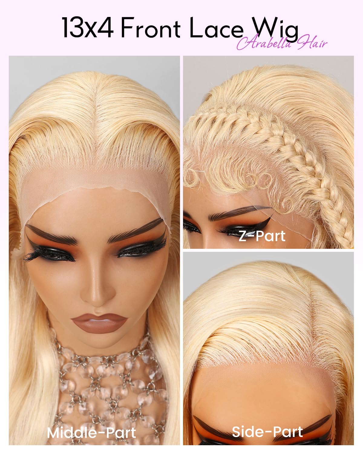 Arabella 613 Lace Front Wig Human Hair 300g-315g 13x4 Blonde Lace Front Wigs Human Hair 210% Density Body Wave 613 Frontal Wig Pre Plucked With Baby Hair (30inch, 613 13X4 body wave wig)