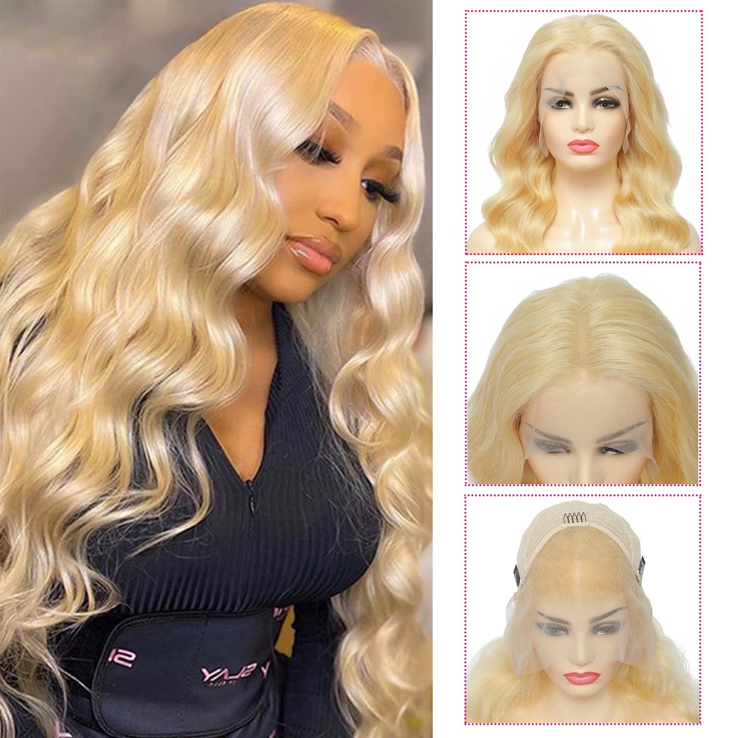 Pink Lace Front Wig Human Hair 13x4 Pink Wig Human Hair Pink Body Wave Lace Front Wigs Human Hair Pre Plucked Colored 12A 200 Density Pink HD Lace Frontal Wig Human Hair With Baby Hair 22 Inch