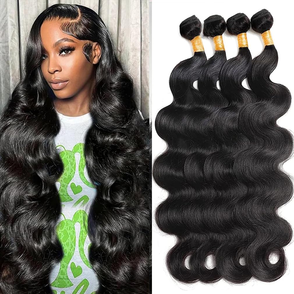 Cirvty 12A Human Hair Bundles Brazilian Body Wave Hair Bundles 20 22 24 Inch 100% Unprocessed Virgin Weave 3 Bundles Human Hair Body Wave Deals Natural Black