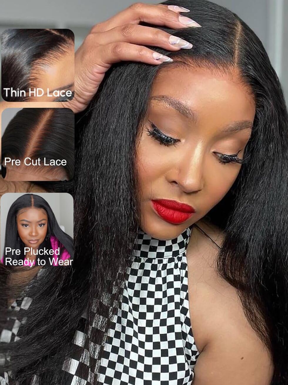 UNICE Kinky Straight V Part Wig Human Hair No Leave Out Glueless Upgrade U Part Wig Human Hair Clip in Wigs Beginner Friendly No-Sew In No Glue 20 inch