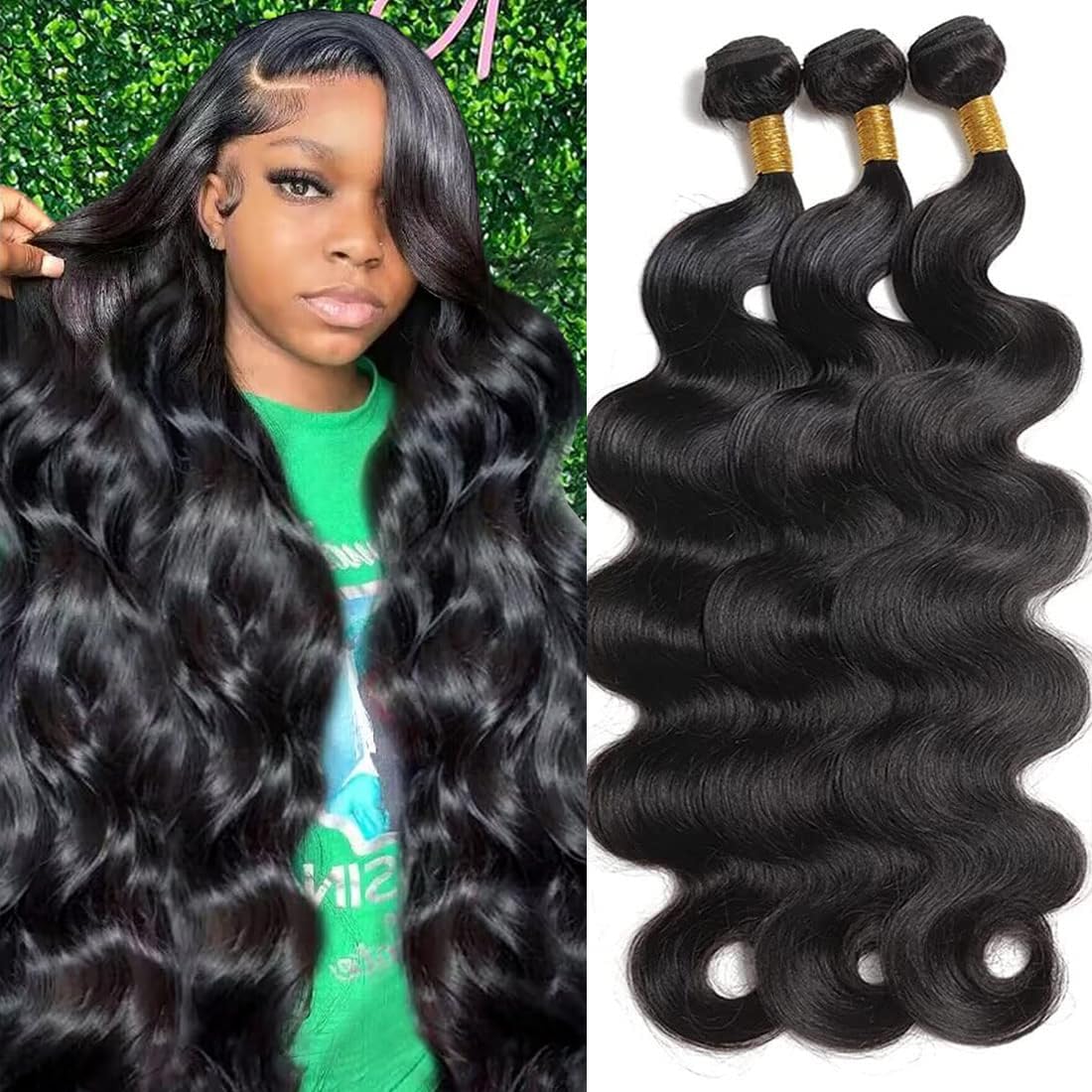 12A Human Hair Bundles 20 22 24 26 Inch Body Wave Bundles Human Hair 100% Unprocessed Brazilian Virgin Hair 4 Bundles Deals Human Hair Extensions Quick Weave Bundles Human Hair Natural Black