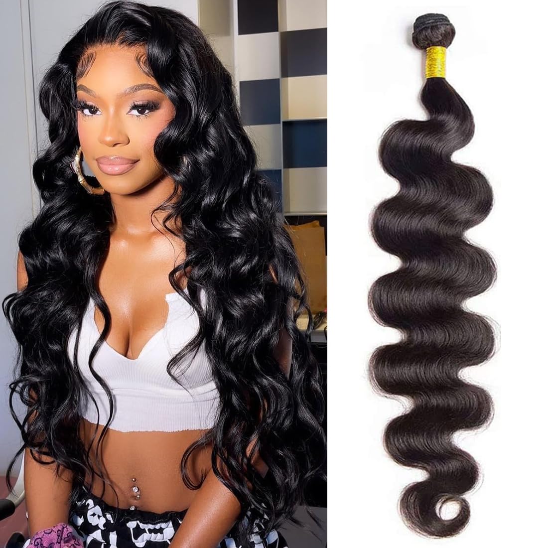 Cirvty 12A Human Hair Bundles Brazilian Body Wave Hair Bundles 20 22 24 Inch 100% Unprocessed Virgin Weave 3 Bundles Human Hair Body Wave Deals Natural Black