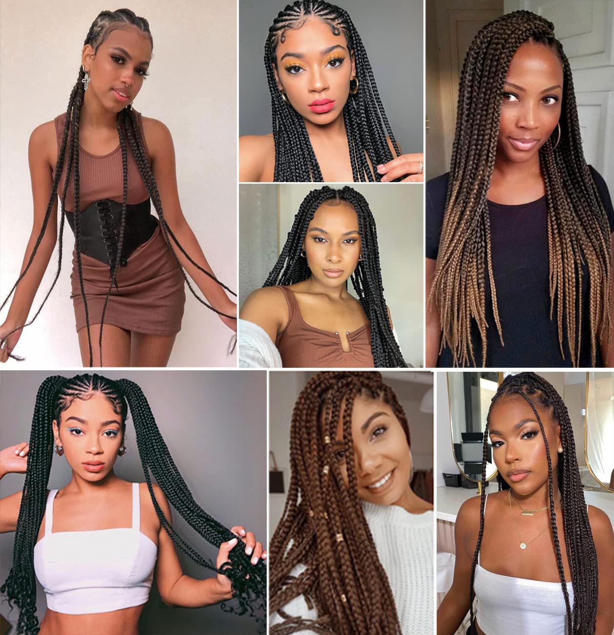 Braiding Hair Pre Stretched 24 Inch 8 Packs Ombre Braiding Hair Professional Soft Braiding Hair Yaki Texture, No Itch, Hot Water Setting Hair Extensions for Braids (24in,1B/30)