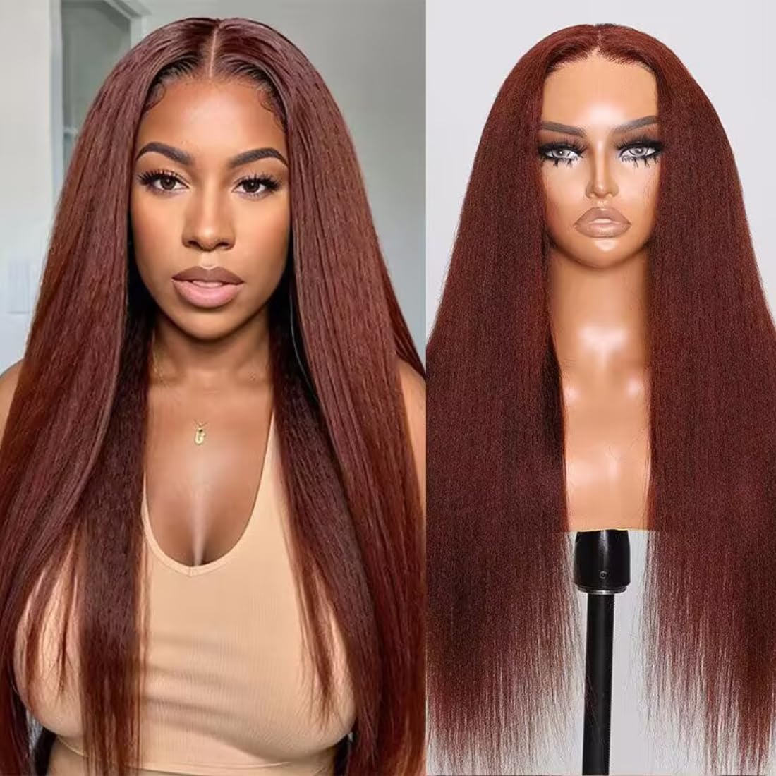 UNICE Kinky Straight V Part Wig Human Hair No Leave Out Glueless Upgrade U Part Wig Human Hair Clip in Wigs Beginner Friendly No-Sew In No Glue 20 inch