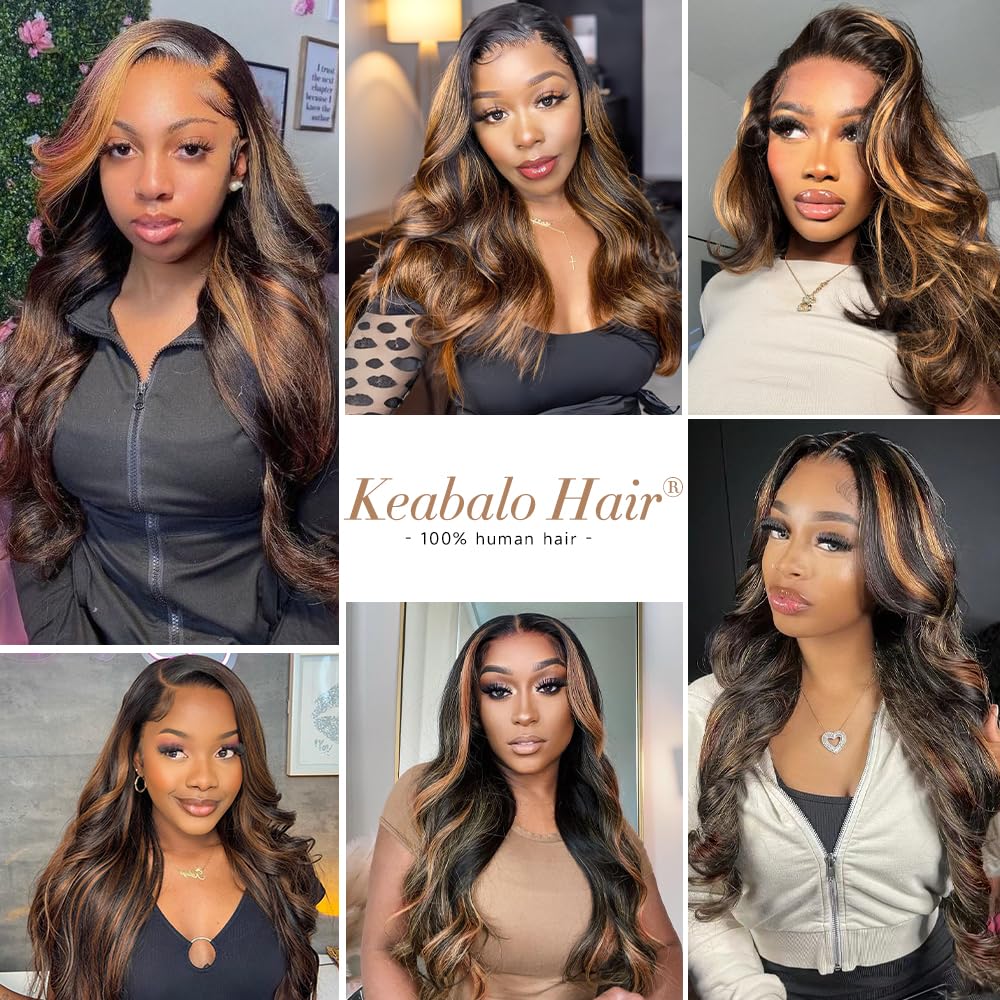 Highlight Ombre Lace Front Wigs Human Hair Pre Plucked with Baby Hair 13x4 Body Wave Frontal Wigs Human Hair 180% Density 4/27 Colored Honey Blonde Lace Front Wig for Women 22 Inch