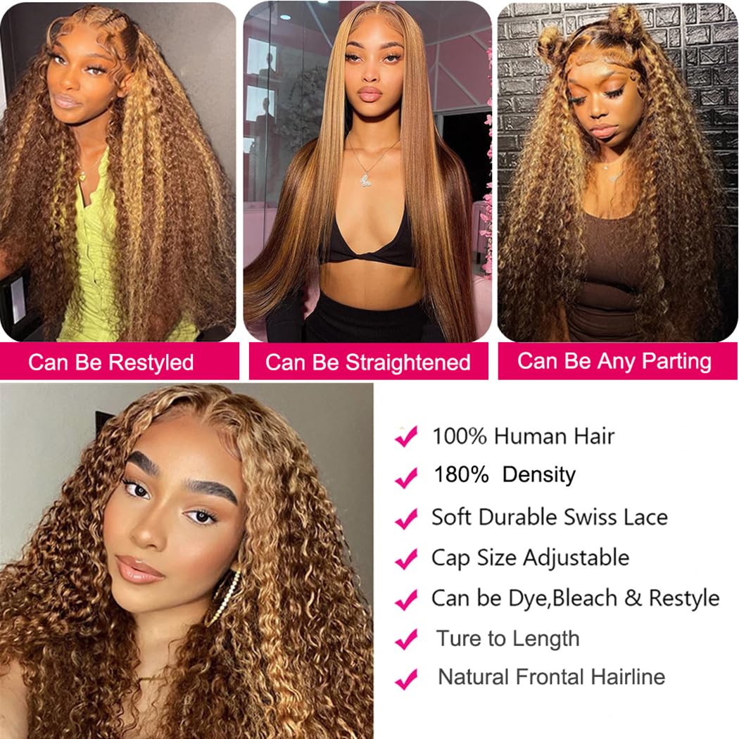 SHOWME 5x5 HD Lace Closure Glueless Wigs Human Hair Pre Plucked Brazilian Virgin Deep Wave Lace Front Wigs Human Hair 180% Density Closure Wig with Elastic Band Natural Hairline