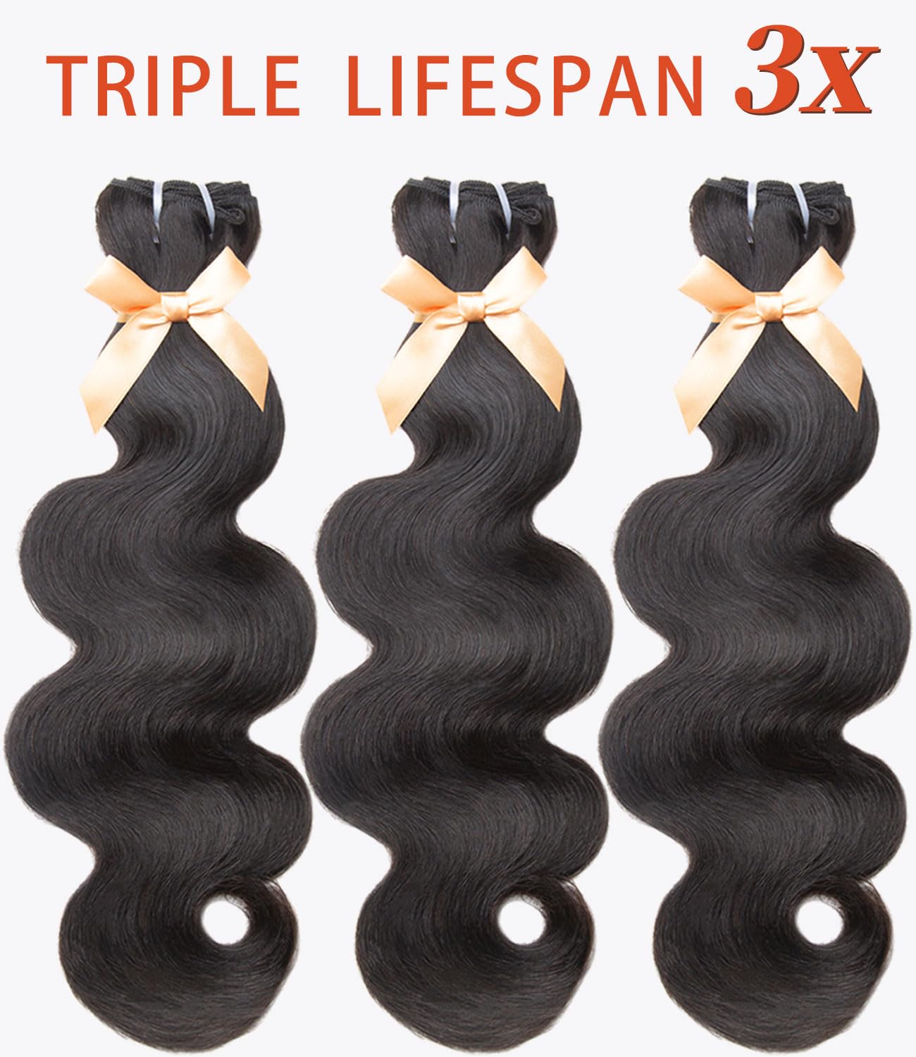 mlip Raw Bundles Human Hair Body Wave, No Tangle Shedding, Keep Texture Silky Soft After Multiple Washes, 15A Raw Indian Hair Bundles 18 Inches, Brown Highlight Bundles