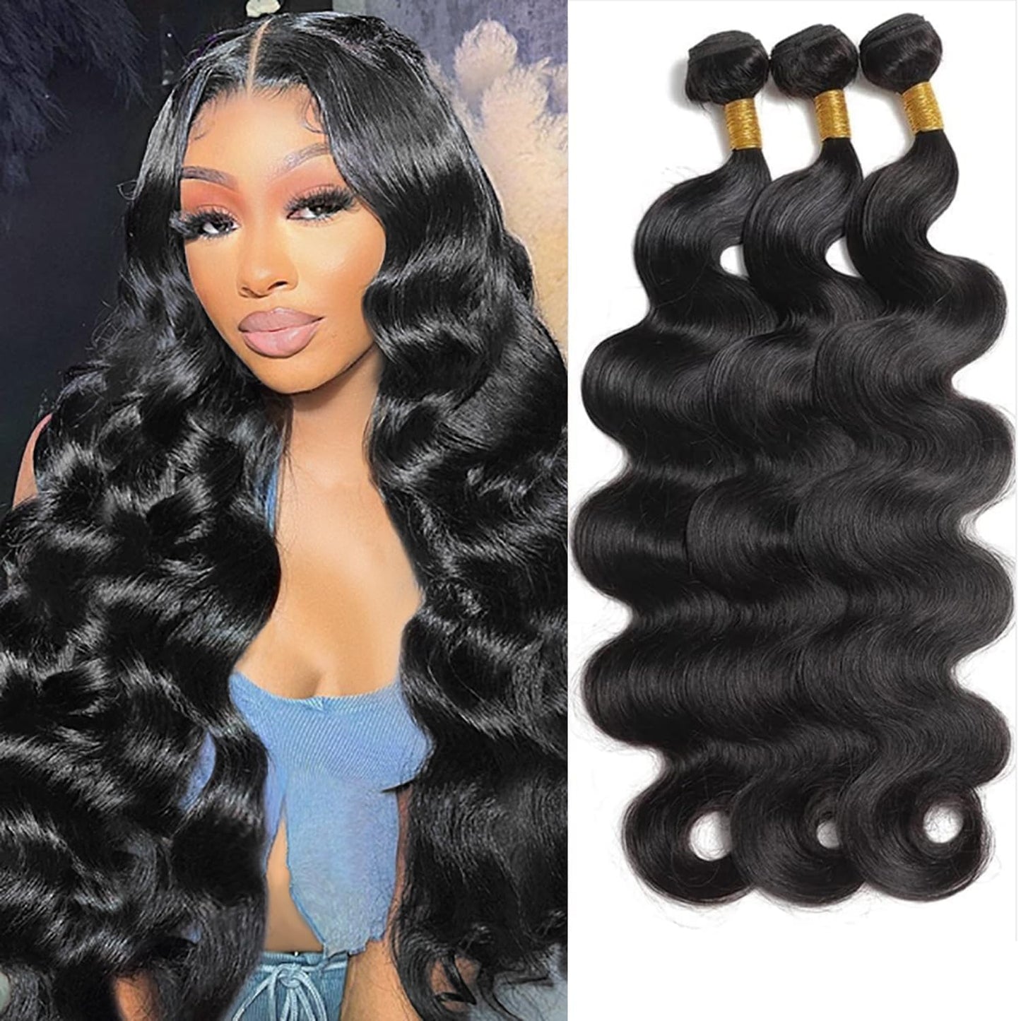 12A Human Hair Bundles 20 22 24 26 Inch Body Wave Bundles Human Hair 100% Unprocessed Brazilian Virgin Hair 4 Bundles Deals Human Hair Extensions Quick Weave Bundles Human Hair Natural Black