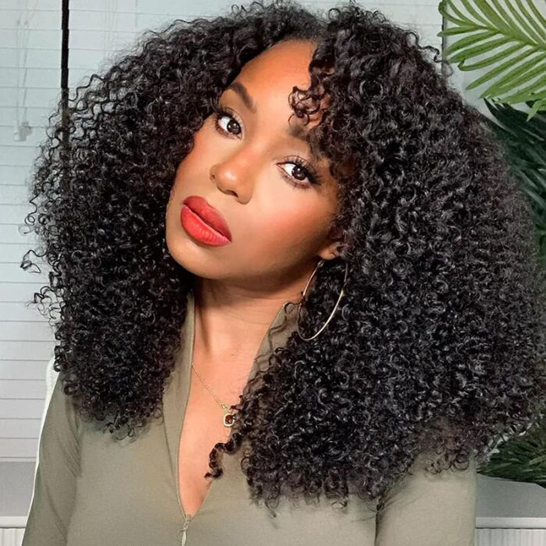 UNICE V Part Curly Wig Human Hair No Leave Out 180% Density Upgrade U part Wigs with Clips Glueless Wig Human Hair for Women Beginner Friendly No Lace No Glue No sew in 18 inch