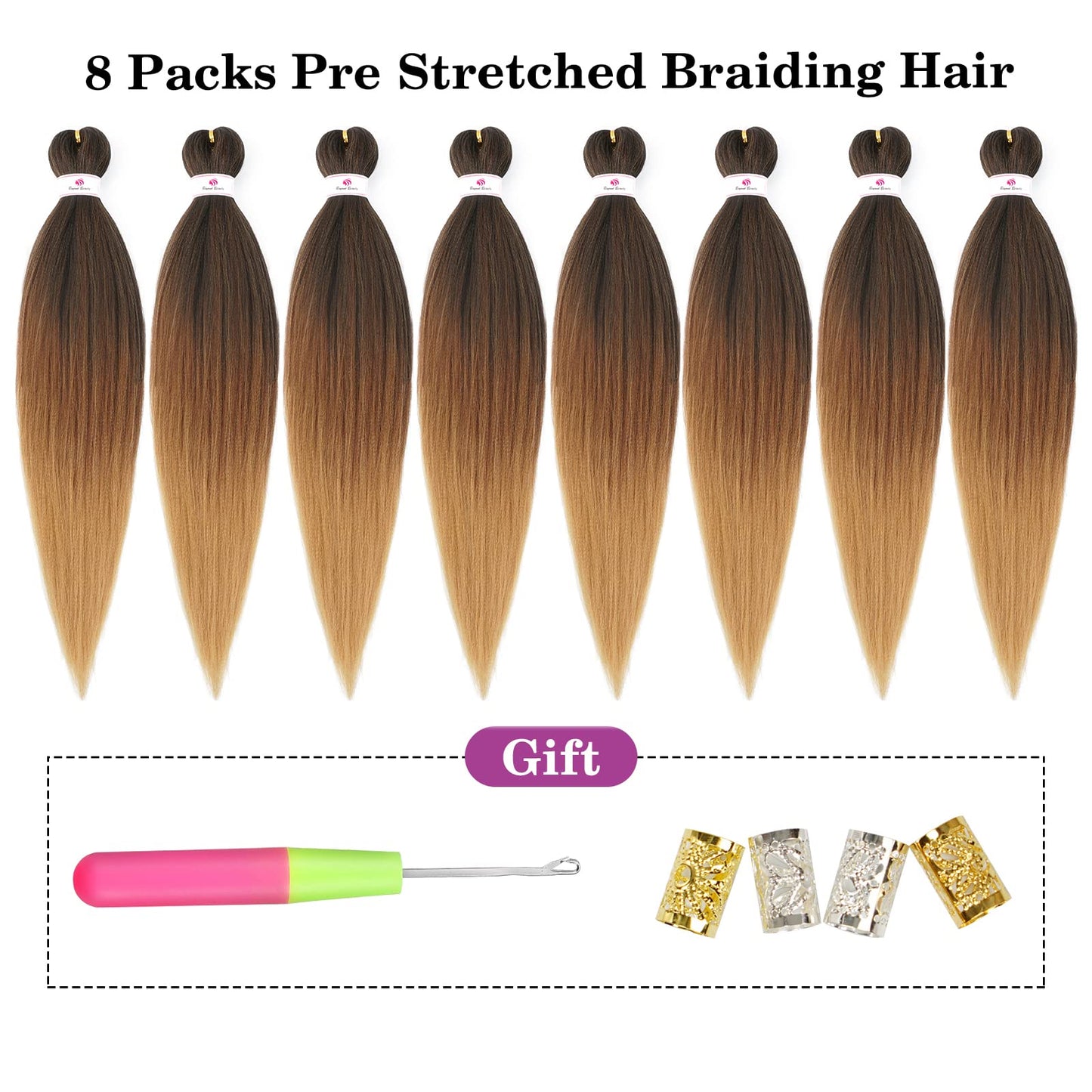 Pre-stretched Braids Hair Professional Itch Free Hot Water Setting Synthetic Fiber Ombre Yaki Texture Braid Hair Extensions 26 Inch 8 Packs Beyond Beauty Braiding Hair 1B-30-27…