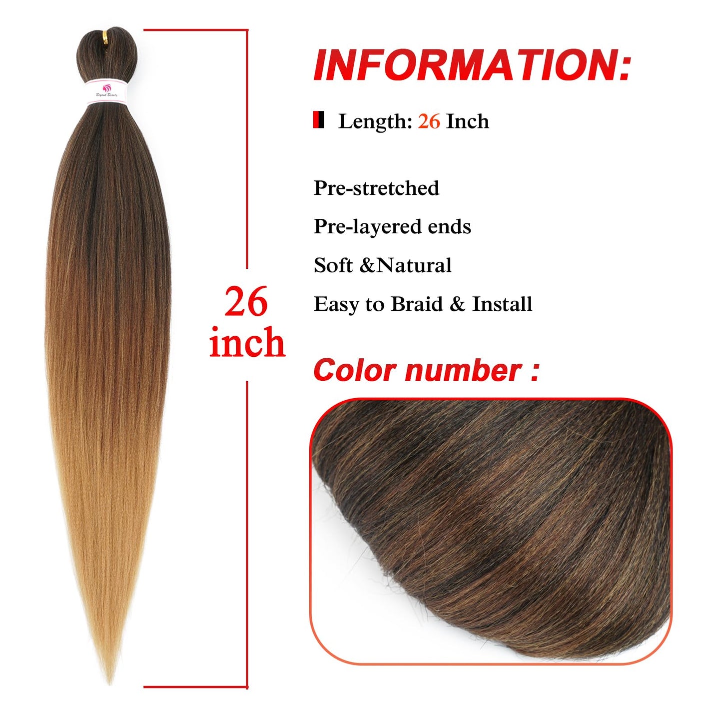 Pre-stretched Braids Hair Professional Itch Free Hot Water Setting Synthetic Fiber Ombre Yaki Texture Braid Hair Extensions 26 Inch 8 Packs Beyond Beauty Braiding Hair 1B-30-27…