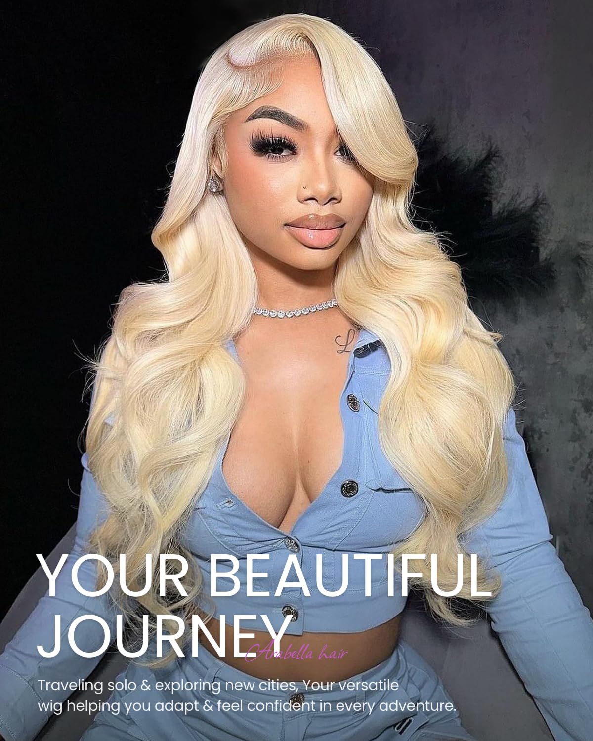 Arabella 613 Lace Front Wig Human Hair 300g-315g 13x4 Blonde Lace Front Wigs Human Hair 210% Density Body Wave 613 Frontal Wig Pre Plucked With Baby Hair (30inch, 613 13X4 body wave wig)