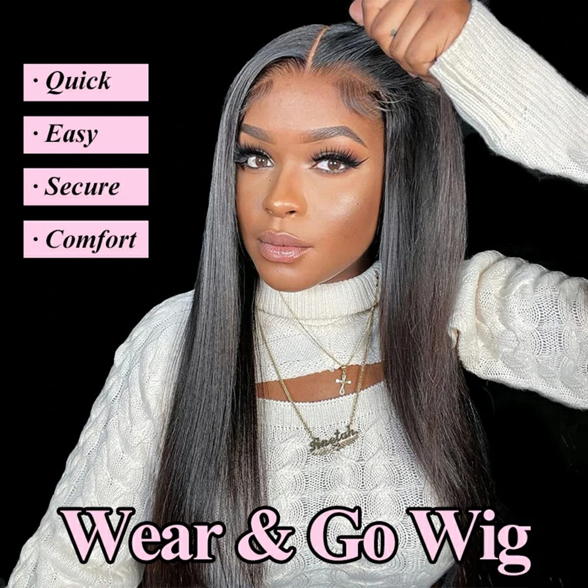 ISEE HAIR HD Lace Front Wig Wear & Go Glueless Lace Wig Brazilian Body Wave Lace Wigs For Women No Glue 4x6 Lace Pre Cut Wig Human Hair Wigs Transparent Lace Closure Wigs 180% Density 18 Inch