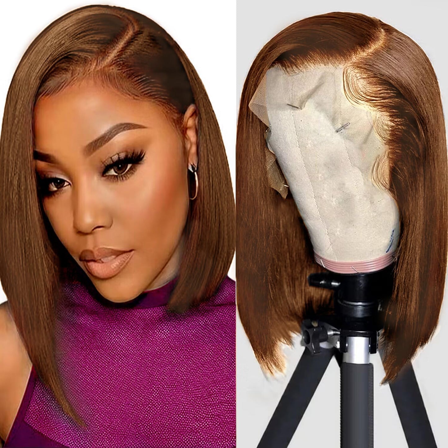 Bob Wig Human Hair 13x6 Lace Front Wigs Human Hair 180 Density Straight Frontal Wigs Human Hair HD Lace Wig Short Bob Wigs for Black Women Human Hair Glueless Wigs Pre Plucked Blunt Cut Wig 12 Inch