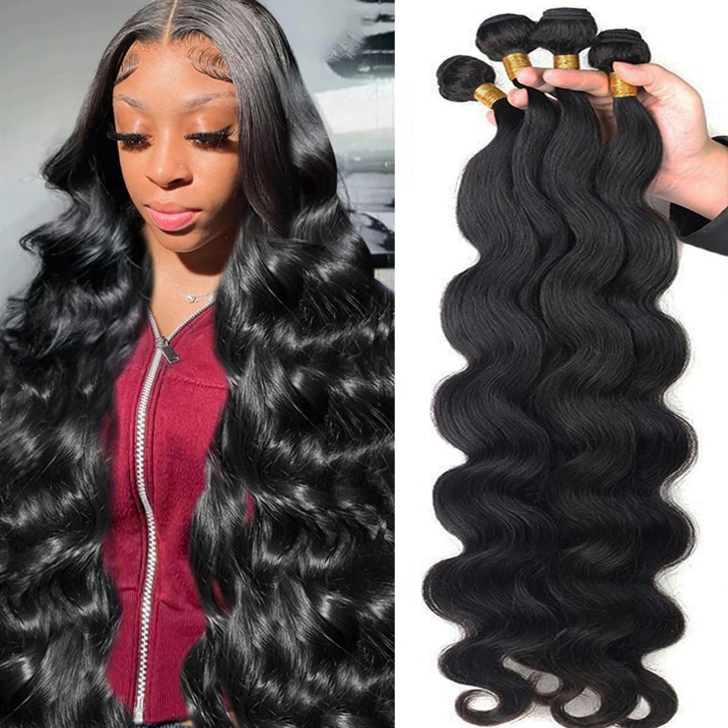 12A Human Hair Bundles 20 22 24 26 Inch Body Wave Bundles Human Hair 100% Unprocessed Brazilian Virgin Hair 4 Bundles Deals Human Hair Extensions Quick Weave Bundles Human Hair Natural Black