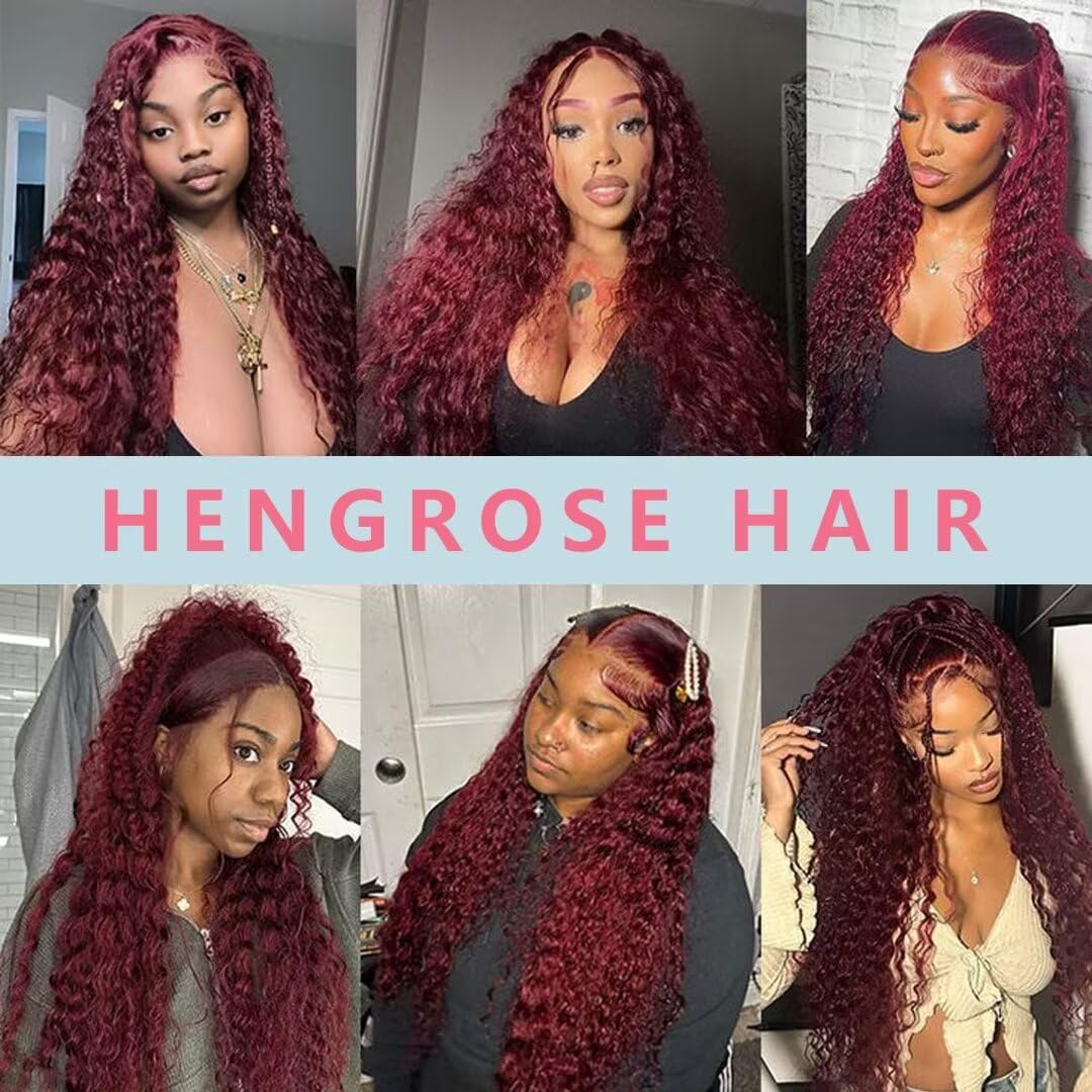 13x4 99J Burgundy Body Wave Lace Front Wigs Human Hair 180% Density Wine Red Color Wigs for Women HD Transparent Lace Front Wigs Glueless Human Hair Pre Plucked with Baby Hair (20inch)