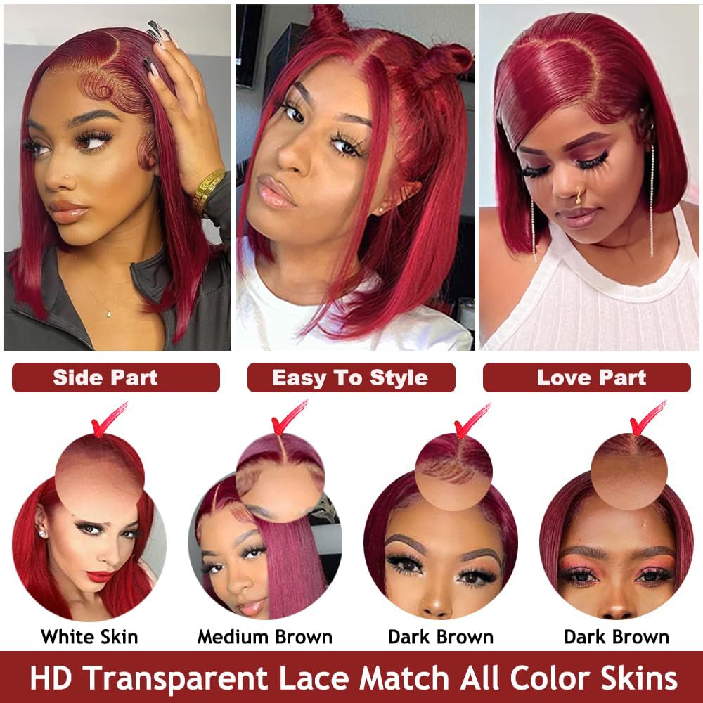 Bob Wig Human Hair 13x6 Lace Front Wigs Human Hair 180 Density Straight Frontal Wigs Human Hair HD Lace Wig Short Bob Wigs for Black Women Human Hair Glueless Wigs Pre Plucked Blunt Cut Wig 12 Inch