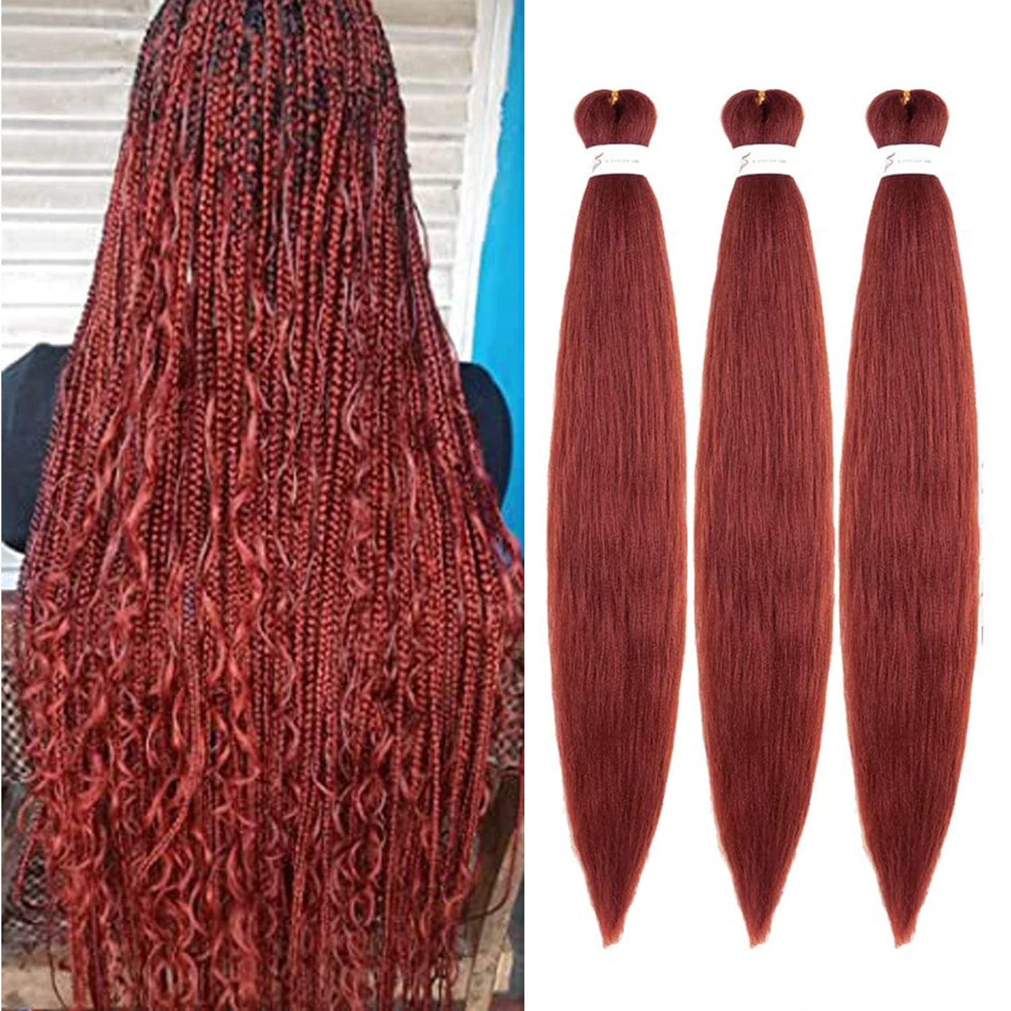 Braiding Hair Pre Stretched 24 Inch 8 Packs Ombre Braiding Hair Professional Soft Braiding Hair Yaki Texture, No Itch, Hot Water Setting Hair Extensions for Braids (24in,1B/30)