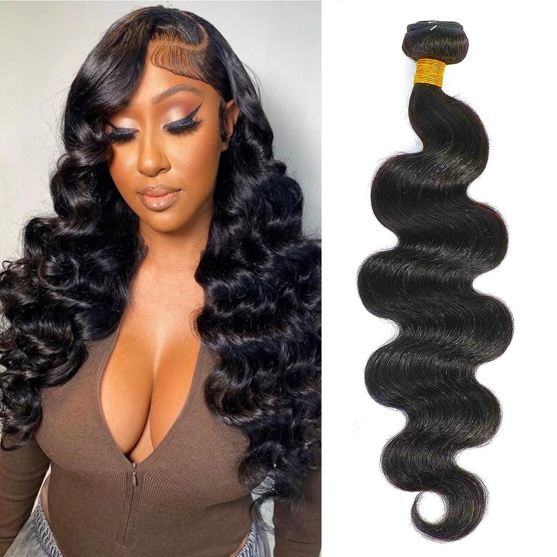 Cirvty 12A Human Hair Bundles Brazilian Body Wave Hair Bundles 20 22 24 Inch 100% Unprocessed Virgin Weave 3 Bundles Human Hair Body Wave Deals Natural Black