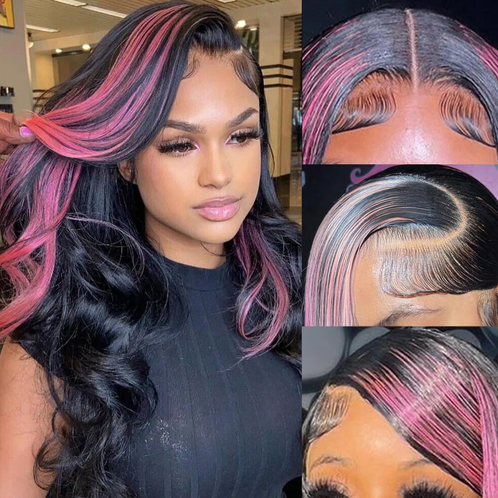 Highlight Ombre Lace Front Wigs Human Hair Pre Plucked with Baby Hair 13x4 Body Wave Frontal Wigs Human Hair 180% Density 4/27 Colored Honey Blonde Lace Front Wig for Women 22 Inch