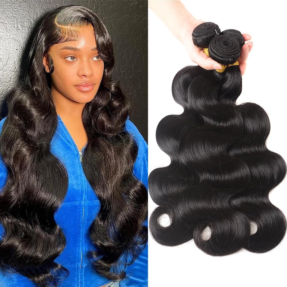 12A Human Hair Bundles 20 22 24 26 Inch Body Wave Bundles Human Hair 100% Unprocessed Brazilian Virgin Hair 4 Bundles Deals Human Hair Extensions Quick Weave Bundles Human Hair Natural Black