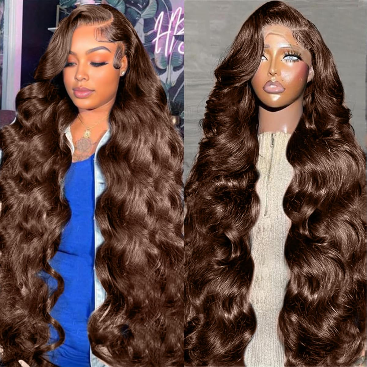 30 Inch Chocolate Brown Lace Front Wig Human Hair 200 Density 13x6 Hd Body Wave Lace Front Wigs Human Hair Pre Plucked Colored Frontal Wigs Human Hair Brown Wig Human Hair Wigs for Women