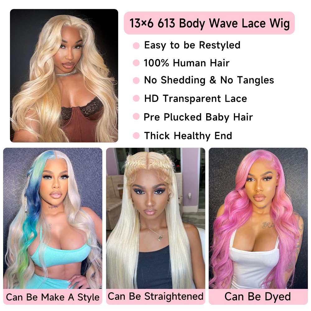 Pink Lace Front Wig Human Hair 13x4 Pink Wig Human Hair Pink Body Wave Lace Front Wigs Human Hair Pre Plucked Colored 12A 200 Density Pink HD Lace Frontal Wig Human Hair With Baby Hair 22 Inch