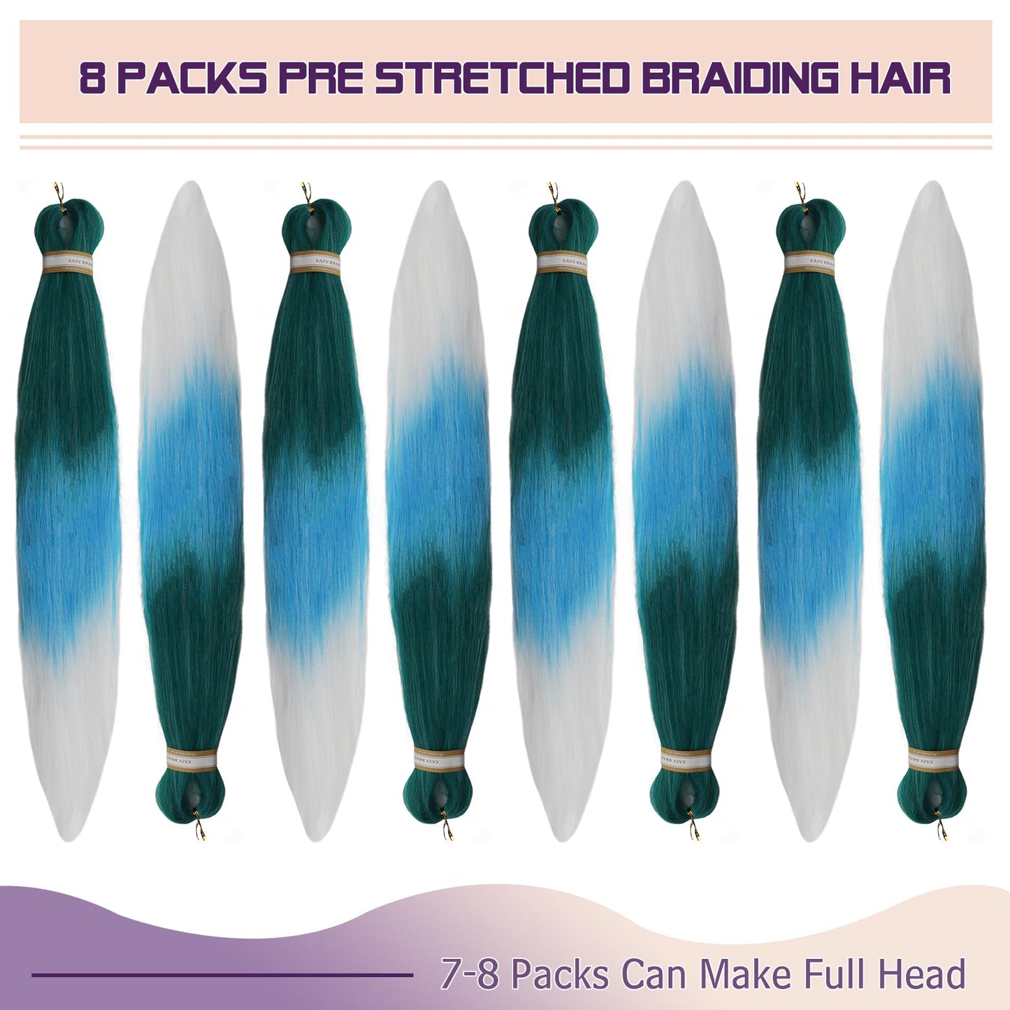 Pre-stretched Braids Hair Professional Itch Free Hot Water Setting Synthetic Fiber Ombre Yaki Texture Braid Hair Extensions 26 Inch 8 Packs Beyond Beauty Braiding Hair 1B-30-27…