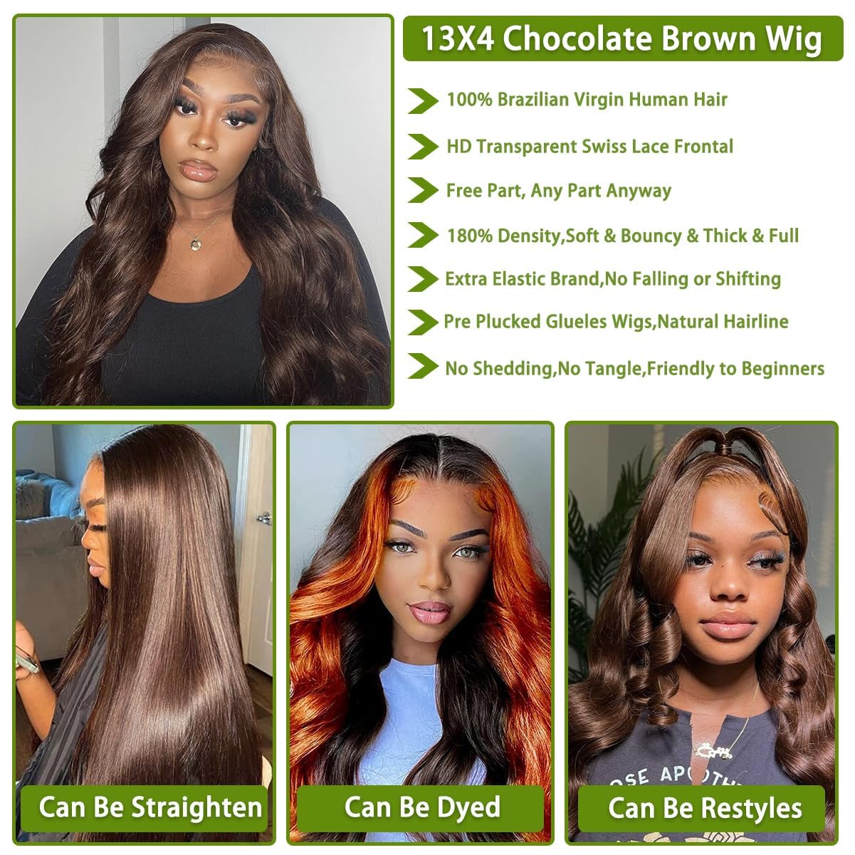 P4/350 Body Wave Lace Front Wigs Human Hair Brown Ginger Colored Wigs 13x4 HD Lace Frontal Highlight Ombre Wig Human Hair 180% Density P4/350 Colored Wigs Human Hair for Black Women 22Inch