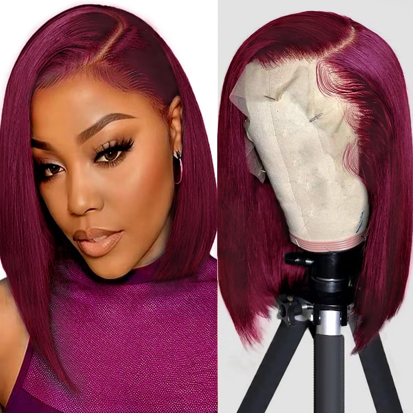 Bob Wig Human Hair 13x6 Lace Front Wigs Human Hair 180 Density Straight Frontal Wigs Human Hair HD Lace Wig Short Bob Wigs for Black Women Human Hair Glueless Wigs Pre Plucked Blunt Cut Wig 12 Inch