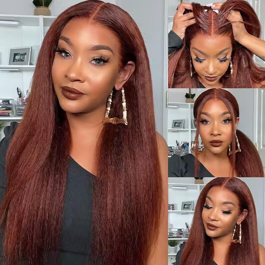 UNICE Kinky Straight V Part Wig Human Hair No Leave Out Glueless Upgrade U Part Wig Human Hair Clip in Wigs Beginner Friendly No-Sew In No Glue 20 inch