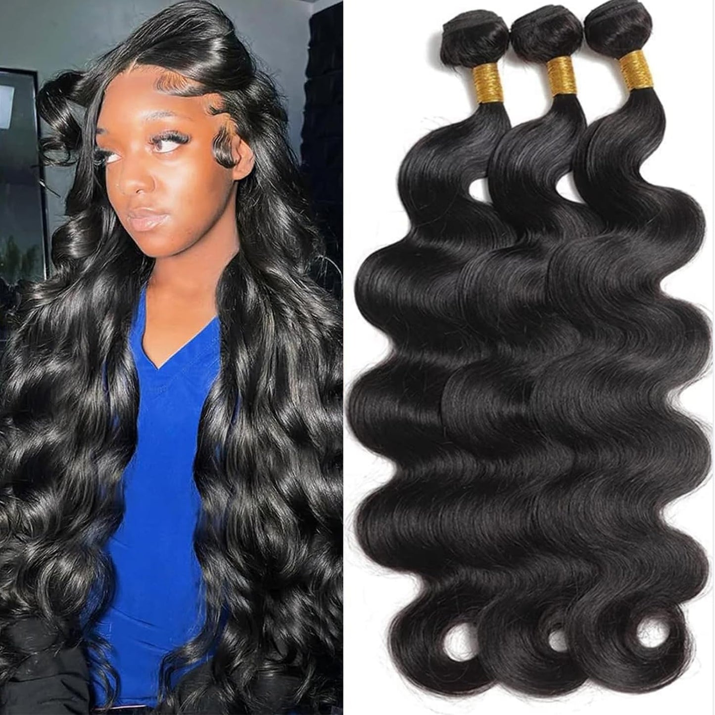 12A Human Hair Bundles 20 22 24 26 Inch Body Wave Bundles Human Hair 100% Unprocessed Brazilian Virgin Hair 4 Bundles Deals Human Hair Extensions Quick Weave Bundles Human Hair Natural Black