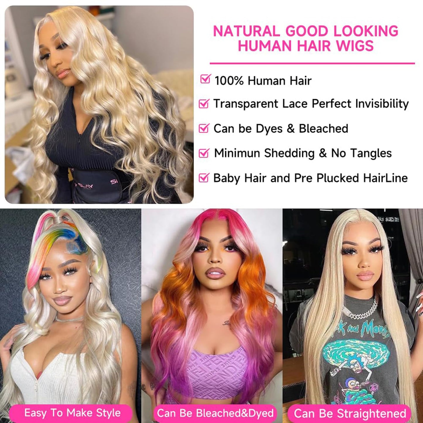 NOELLA 613 Lace Front Wig Human Hair 210% Density 613 13x6 Lace Front Wig Human Hair 30inch, Body Wave 13x6 HD Lace Frontal Wig Blonde Wig Human Hair Pre Plucked with Baby Hair for Women 325g±10