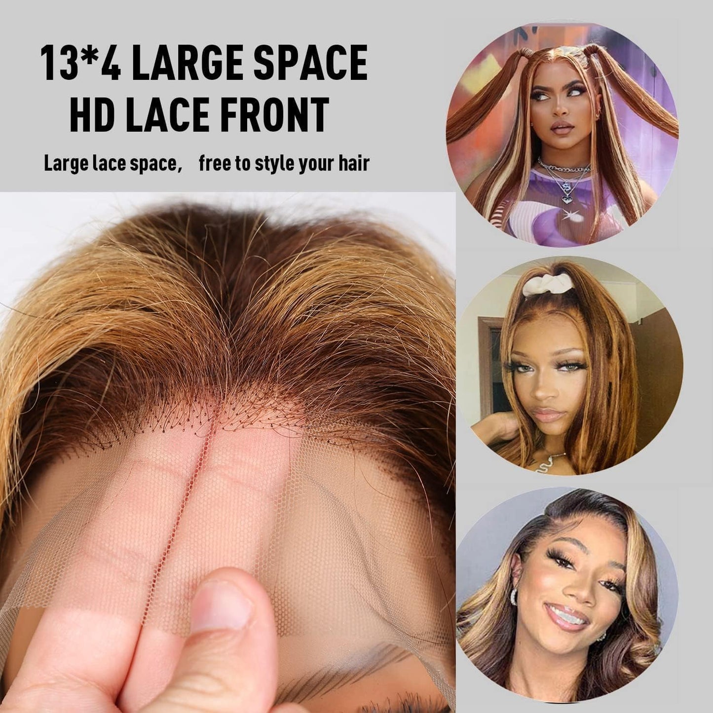 Honey Blonde Lace Front Wig Human Hair Glueless Wigs Human Hair Pre Plucked 13x4 HD Body Wave Lace Front Wigs 4/27 Colored Highlight Ombre Lace Front Wigs for Women