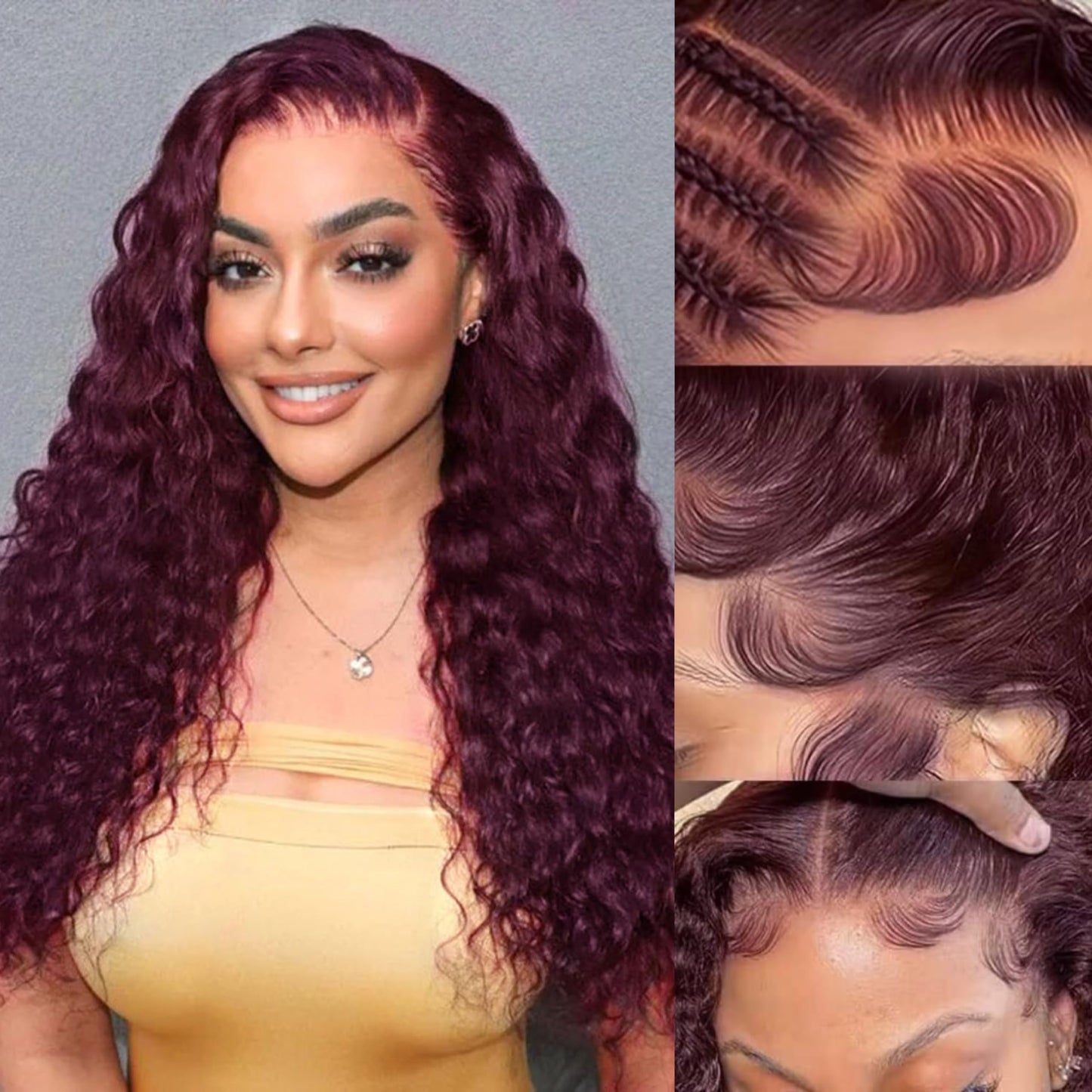 13x4 99J Burgundy Body Wave Lace Front Wigs Human Hair 180% Density Wine Red Color Wigs for Women HD Transparent Lace Front Wigs Glueless Human Hair Pre Plucked with Baby Hair (20inch)