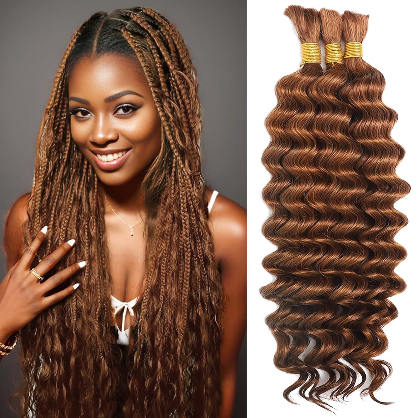 Human Braiding Hair 110g 3 Bundles 18 Inch Deep Wave Bulk Human Hair No Weft Brazilian Virgin Deep Curly Human Hair Extensions Wet and Wavy 99J Burgundy Braiding Hair for Micro Braids