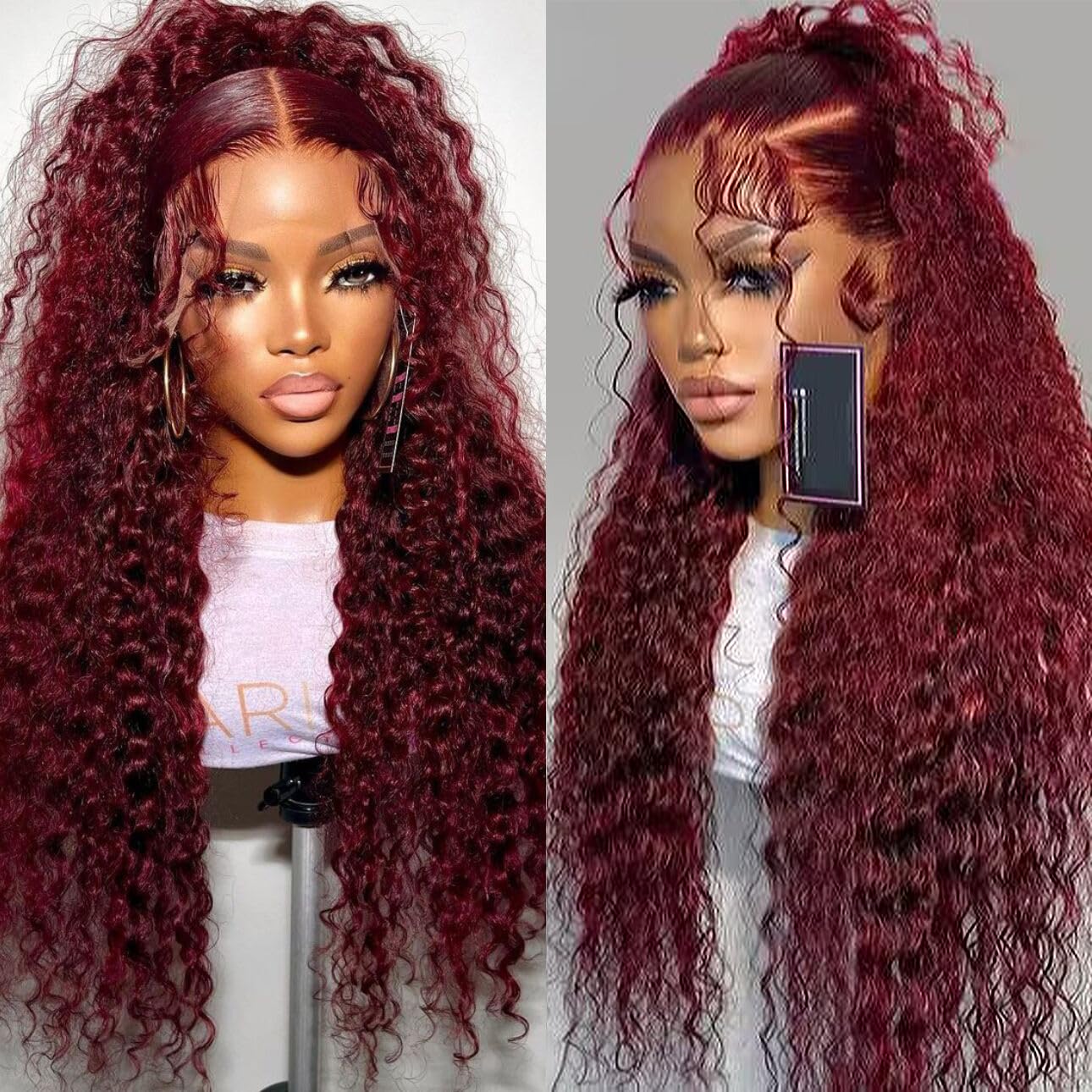 13x4 99J Burgundy Body Wave Lace Front Wigs Human Hair 180% Density Wine Red Color Wigs for Women HD Transparent Lace Front Wigs Glueless Human Hair Pre Plucked with Baby Hair (20inch)