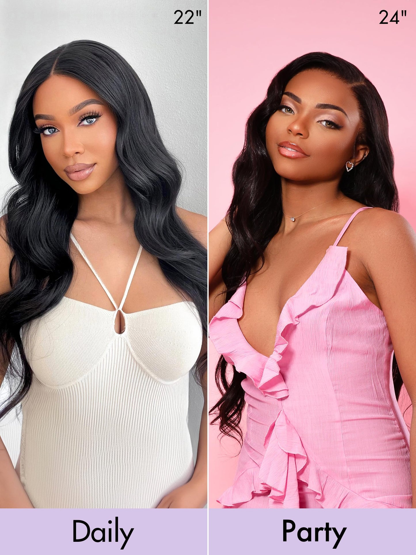 LUVME HAIR 18'' Loose Body Wave Lace Front Wigs Human Hair 13x4 Pre Cut Lace Glueless Human Hair Wig Pre Plucked Long Black Body Wave Wig 180 Density