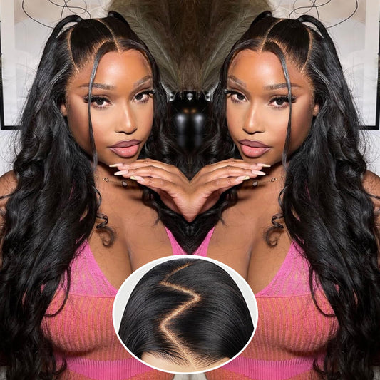 Kapelli Hair Pre Cut 9x6 Glueless Wigs Human Hair Pre Plucked Bleached Knots Body Wave Lace Front Wigs Human Hair Wear And Go Body Wave Transparent Lace Closure Wigs Human Hair 180% Density 20 Inch