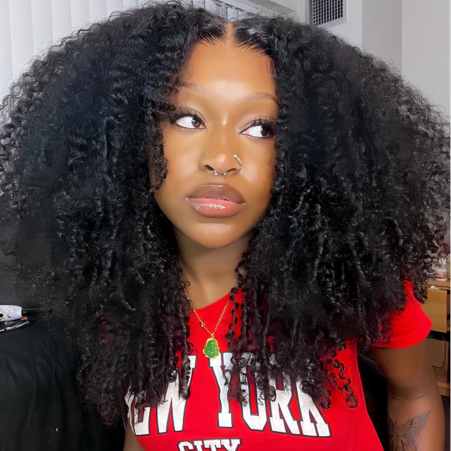 ISEE Wear and Go Glueless Wig Afro Kinky Curly Lace Front Wigs Human Hair 6x4 HD Lace Afro Curly Wigs for Women Lace Pre Cut Glueless Wigs Human Hair Pre Plucked 20 Inch