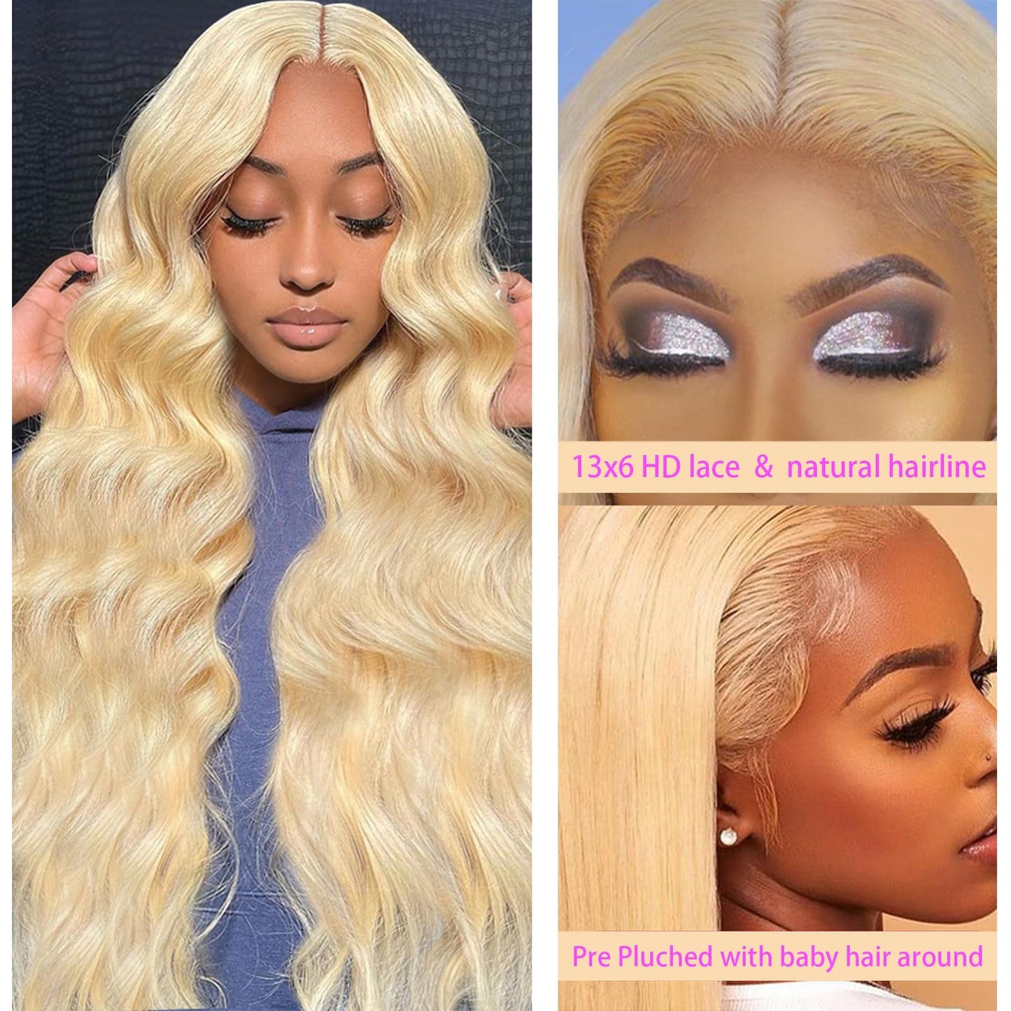 NOELLA 613 Lace Front Wig Human Hair 210% Density 613 13x6 Lace Front Wig Human Hair 30inch, Body Wave 13x6 HD Lace Frontal Wig Blonde Wig Human Hair Pre Plucked with Baby Hair for Women 325g±10