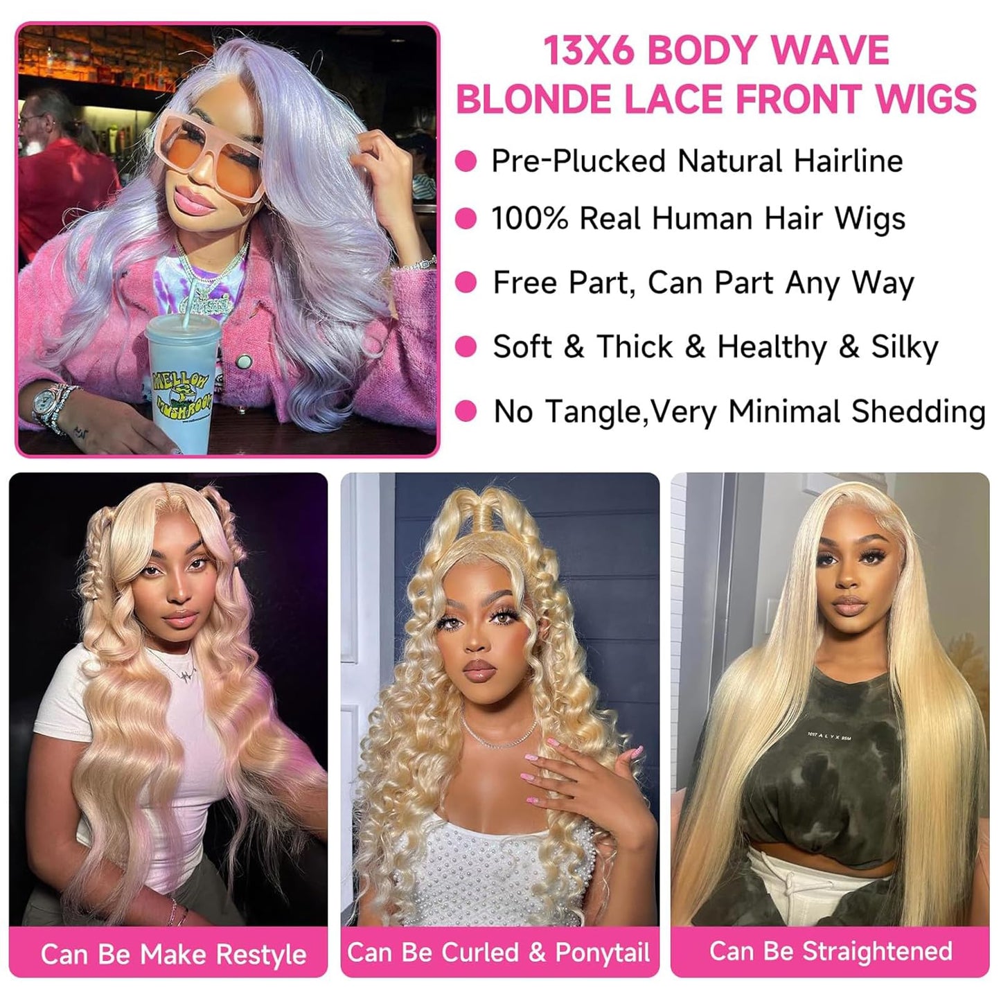 NOELLA 613 Lace Front Wig Human Hair 210% Density 613 13x6 Lace Front Wig Human Hair 30inch, Body Wave 13x6 HD Lace Frontal Wig Blonde Wig Human Hair Pre Plucked with Baby Hair for Women 325g±10