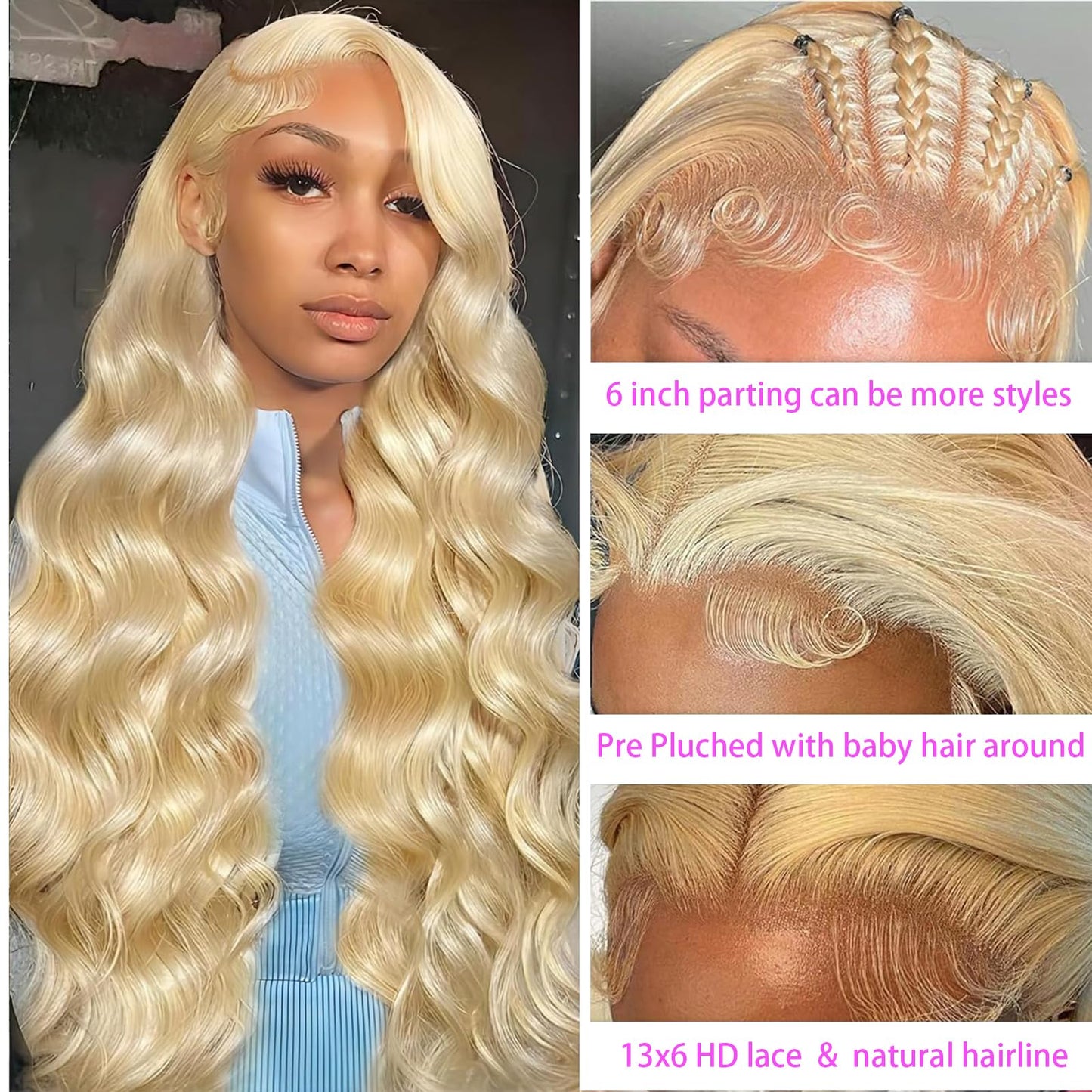 NOELLA 613 Lace Front Wig Human Hair 210% Density 613 13x6 Lace Front Wig Human Hair 30inch, Body Wave 13x6 HD Lace Frontal Wig Blonde Wig Human Hair Pre Plucked with Baby Hair for Women 325g±10