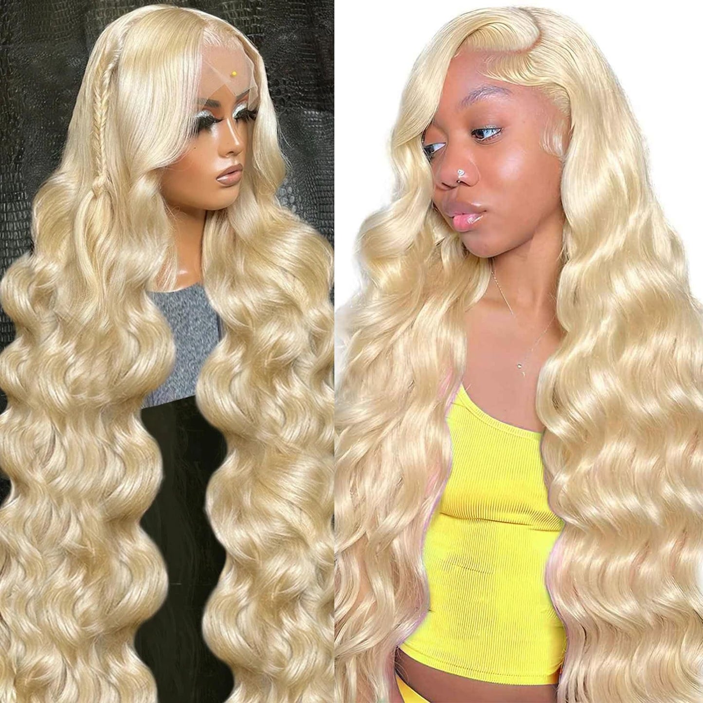 NOELLA 613 Lace Front Wig Human Hair 210% Density 613 13x6 Lace Front Wig Human Hair 30inch, Body Wave 13x6 HD Lace Frontal Wig Blonde Wig Human Hair Pre Plucked with Baby Hair for Women 325g±10