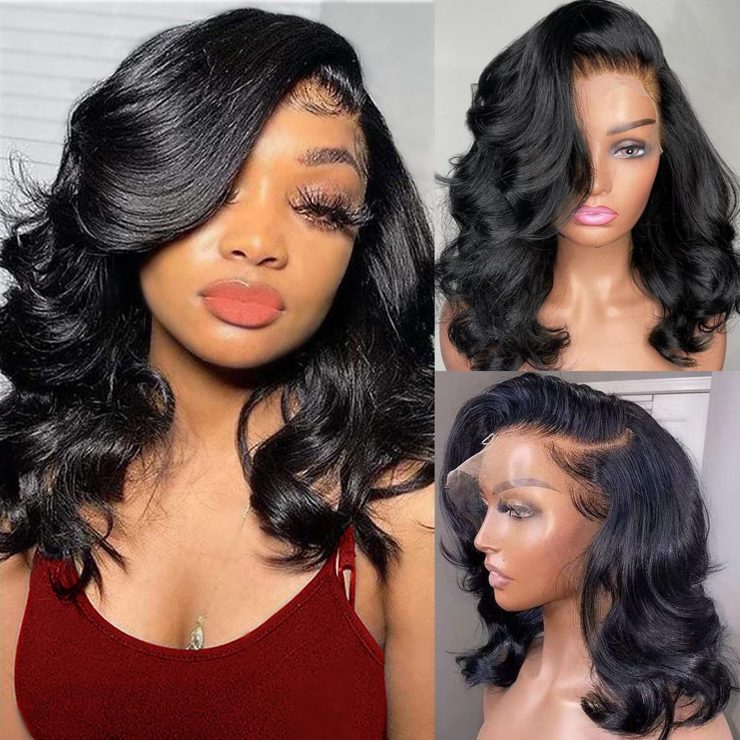 Bob Wig Human Hair 13x6 Lace Front Wigs Human Hair 180 Density Straight Frontal Wigs Human Hair HD Lace Wig Short Bob Wigs for Black Women Human Hair Glueless Wigs Pre Plucked Blunt Cut Wig 12 Inch