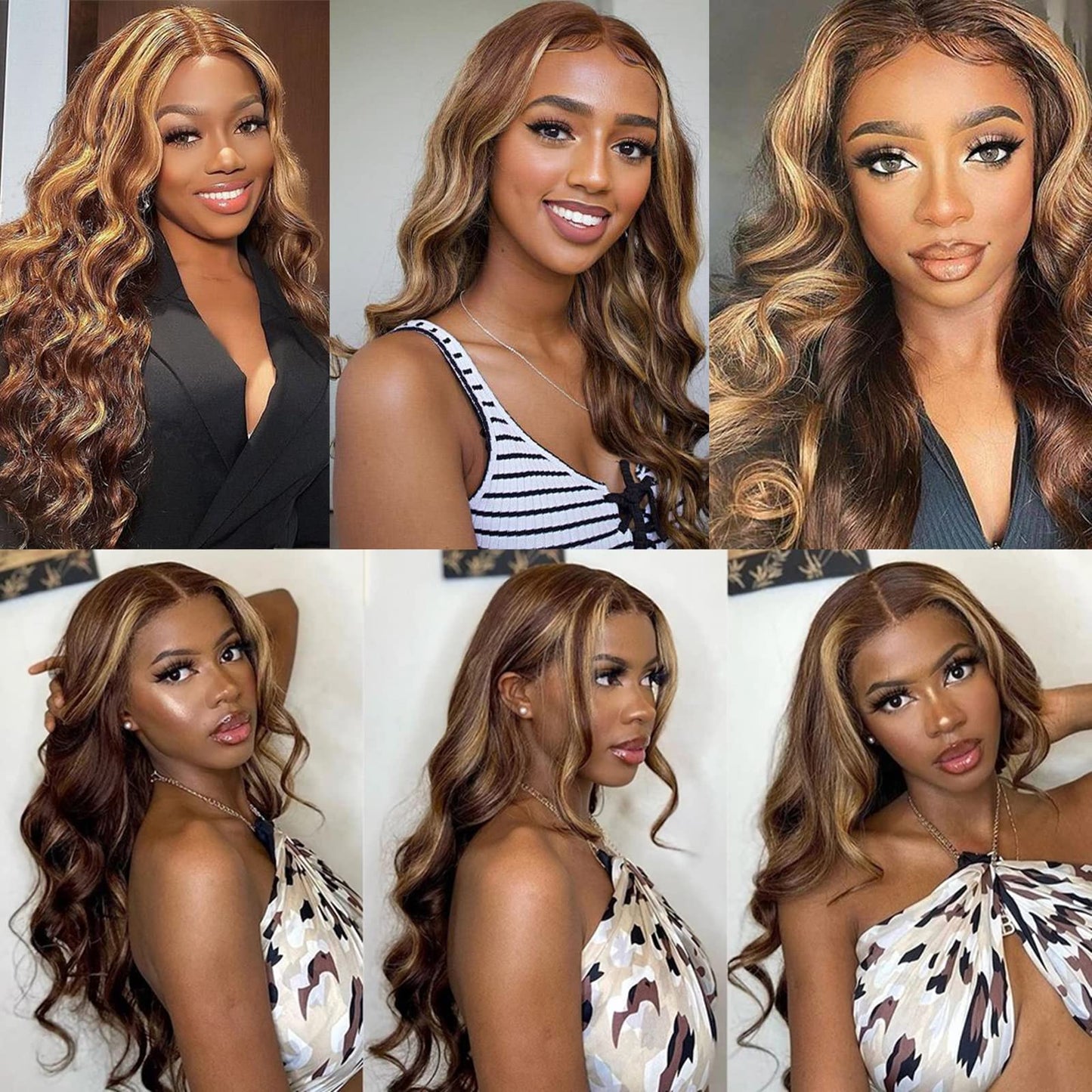 ISEE Wear & Go Glueless Wig Highlight Brown Wigs Silky Straight Pre-plucked 4x6 HD Transparent 4/27 Honey Blonde Lace Frontal Wigs 180% Density Colored Straight Human Hair Wigs for Women 28 Inch