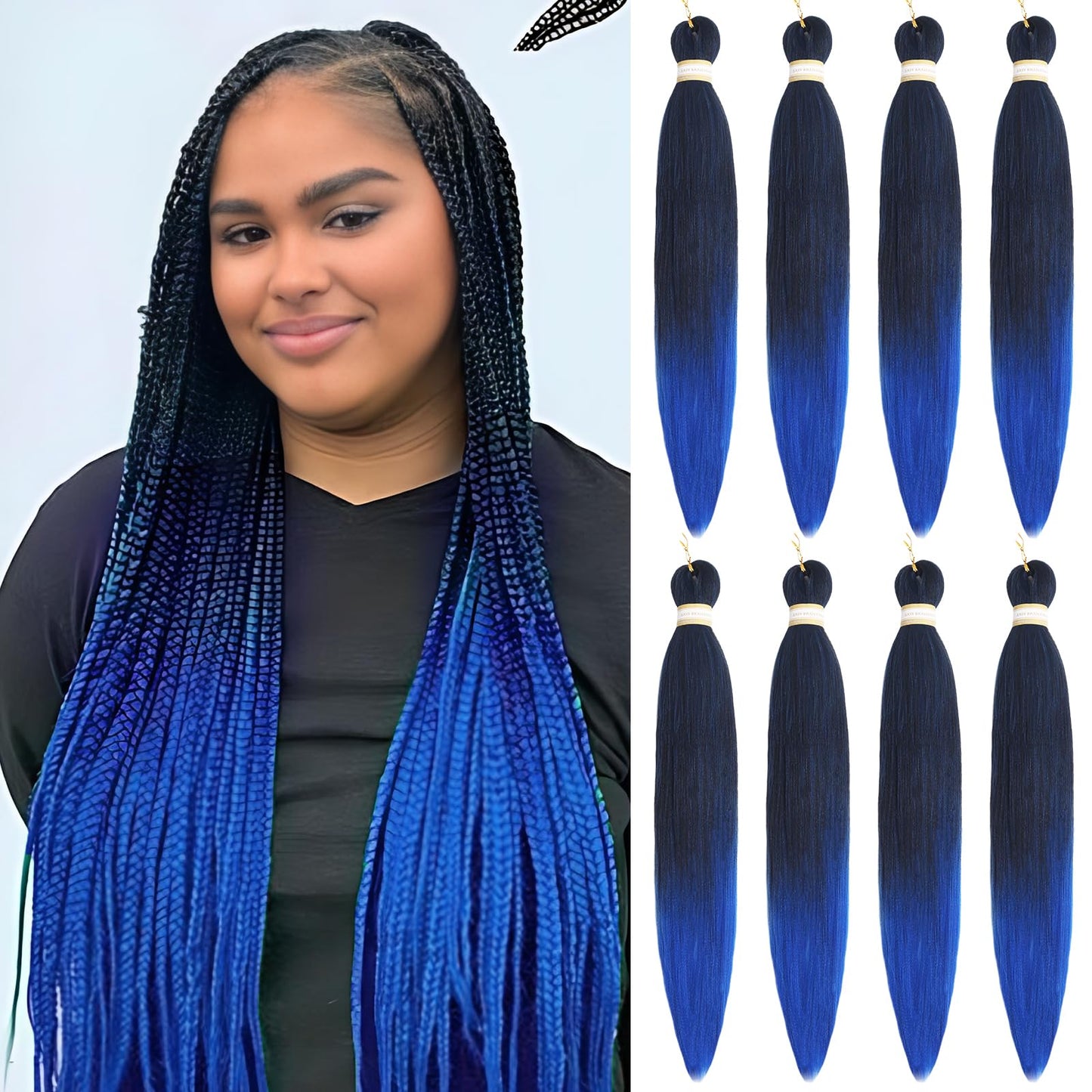 Pre-stretched Braids Hair Professional Itch Free Hot Water Setting Synthetic Fiber Ombre Yaki Texture Braid Hair Extensions 26 Inch 8 Packs Beyond Beauty Braiding Hair 1B-30-27…